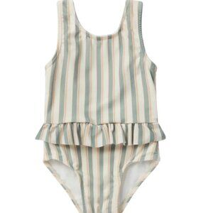 Rylee + Cru Skirted One-Piece - Aqua Stripe - 3-6 Months